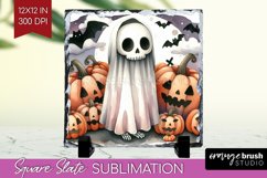Ghost Slate PNG - Halloween Ghost Square Slate Sublimation Product Image 1