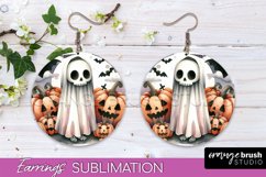 Cute Ghost Earrings - Halloween Round Earring Sublimation Product Image 1