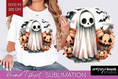 Ghost Round Tshirt Background - Halloween Ghost PNG Product Image 1