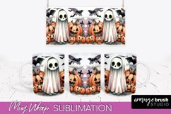 Cute Ghost Mug Wrap - Halloween Mug Sublimation Designs Product Image 1