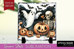Ghost Slate PNG - Halloween Ghost Square Slate Sublimation Product Image 1