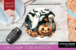 Ghost Car Coaster - Halloween Ghost Coaster PNG Sublimation Product Image 1