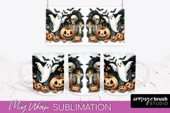 Cute Ghost Mug Wrap - Halloween Mug Sublimation Designs Product Image 1