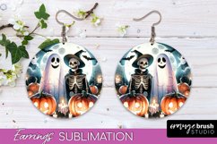 Cute Ghost Earrings - Halloween Round Earring Sublimation Product Image 1