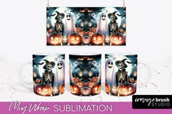 Cute Ghost Mug Wrap - Halloween Mug Sublimation Designs Product Image 1