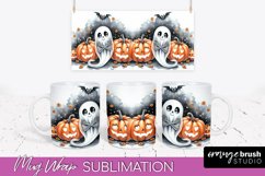 Cute Ghost Mug Wrap - Halloween Mug Sublimation Designs Product Image 1