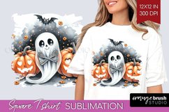 Ghost Square Tshirt Background - Halloween Ghost PNG Product Image 1