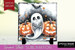 Ghost Slate PNG - Halloween Ghost Square Slate Sublimation Product Image 1