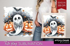 Ghost Tote Bag - Halloween Ghost Tote Bag PNG Sublimation Product Image 1