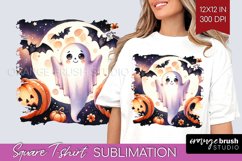 Ghost Square Tshirt Background - Halloween Ghost PNG Product Image 1