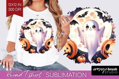 Ghost Round Tshirt Background - Halloween Ghost PNG Product Image 1