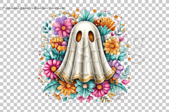 Halloween Graphics, Halloween Ghost PNG, Ghost Flowers, s1 Product Image 3