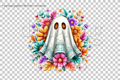 Halloween Graphics, Halloween Ghost PNG, Ghost Flowers, s2 Product Image 2