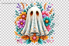 Halloween Graphics, Halloween Ghost PNG, Ghost Flowers, s2 Product Image 4