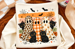 Halloween Ghost Cats PNG,Black Cat and Patterned Ghost PNG Product Image 2