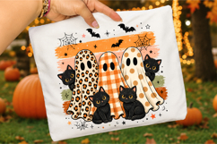 Halloween Ghost Cats PNG,Black Cat and Patterned Ghost PNG Product Image 3
