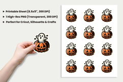 Halloween Sticker, Ghost Sticker, Pumpkin Sticker, Jack O Lantern PNG, Halloween PNG, Spooky Sticker Design, Cute Ghost Pumpkin PNG, Printable Halloween Stickers, Cricut Halloween Design, Halloween Sublimation