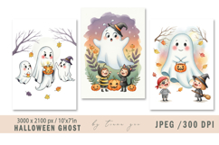 Cute watercolor Halloween ghost - 3 jpeg files Product Image 1