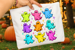 Halloween Ghost Pattern PNG,Retro Neon Sheet Ghost Product Image 1