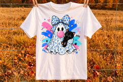 Halloween Ghost PNG,Leopard Ghost with Black Cat PNG Product Image 2