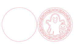 Halloween Ghost Pumpkin Round Door Hanger SVG Product Image 2