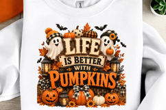 Halloween Ghost Pumpkin Sublimation PNG Product Image 2