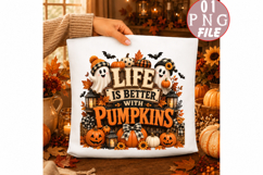 Halloween Ghost Pumpkin Sublimation PNG Product Image 1