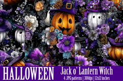 Halloween Patterns, Halloween Pumpkins Flowers Patterns, s1 Product Image 1