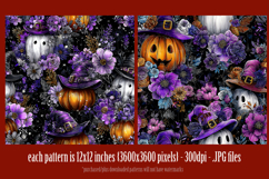 Halloween Patterns, Halloween Pumpkins Flowers Patterns, s1 Product Image 2