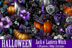 Halloween Patterns, Halloween Pumpkins Flowers Patterns, s2 Product Image 1