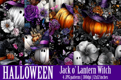 Halloween Patterns, Halloween Pumpkins Flowers Patterns, s3 Product Image 1