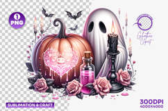 Halloween Ghost Rose Pumpkin Jack O Lantern Clipart PNG Product Image 1
