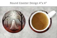4x4 Halloween Ghost Round Coaster, Kitchen Decor Product Image 1