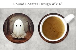 Halloween Ghost round coaster, sublimation PNG Product Image 1