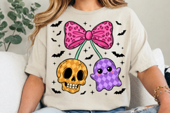 Halloween Ghost &amp; Skull with Cherry Bow Png,Spooky Halloween Product Image 3