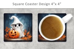 Halloween square coaster, Ghost Magnets Product Image 1
