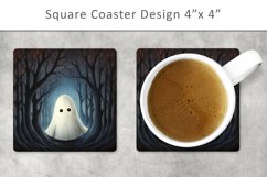 Halloween Ghost Square Coaster, Kitchen Decor Product Image 1