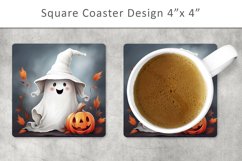 halloween ghost square coaster, halloween ghost magnet Product Image 1