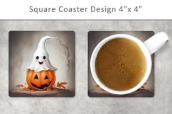 Halloween Ghost Square Coaster, Kitchen Decor Product Image 1