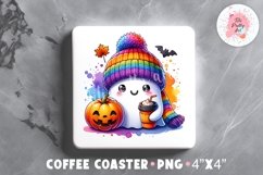 Halloween Square Coaster, Coffee Square Coaster Sublimation Png,  Square Coaster Png