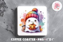 Halloween Square Coaster, Coffee Square Coaster Sublimation Png,  Square Coaster Png