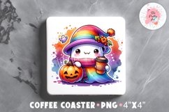 Halloween Square Coaster, Coffee Square Coaster Sublimation Png,  Square Coaster Png
