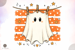 Halloween Ghost Stripes PNG,Distressed Fall Shirt Design Product Image 1