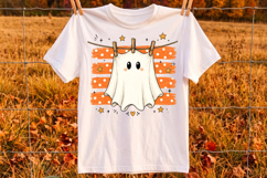 Halloween Ghost Stripes PNG,Distressed Fall Shirt Design Product Image 2