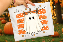 Halloween Ghost Stripes PNG,Distressed Fall Shirt Design Product Image 3
