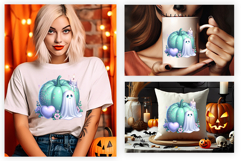 Halloween Ghost Teal Pumpkin Clipart PNG Sublimation Design Product Image 3