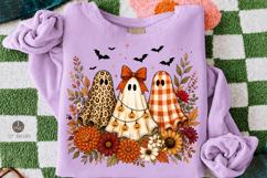 Halloween Ghost Trio PNG,Leopard Gingham Floral Design Product Image 1