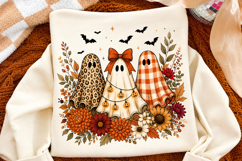 Halloween Ghost Trio PNG,Leopard Gingham Floral Design Product Image 2