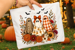 Halloween Ghost Trio PNG,Leopard Gingham Floral Design Product Image 3