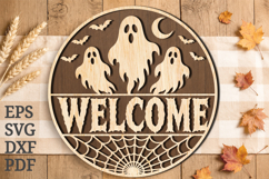 Halloween Ghost Welcome Laser Cut SVG Product Image 1
